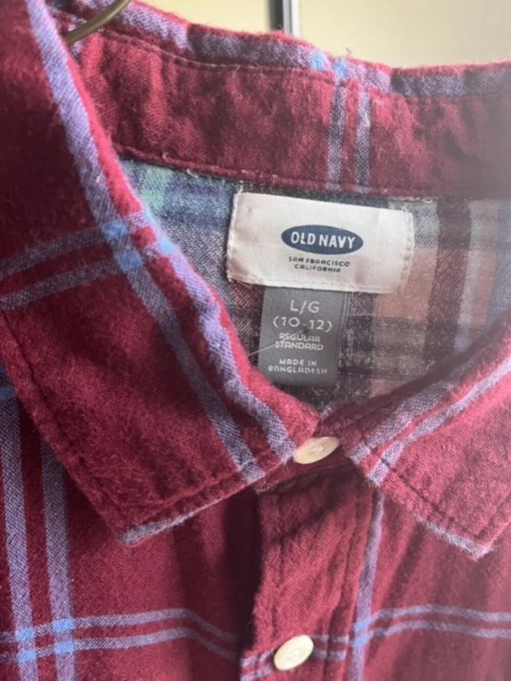 Old Navy Maroon Flannel button down shirt